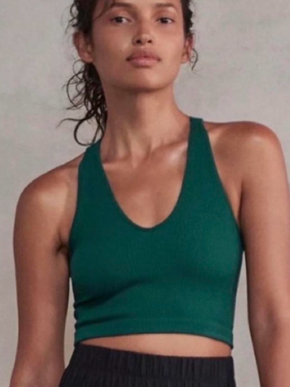 FP Movement Free Throw Green Ribbed Crop Top XS